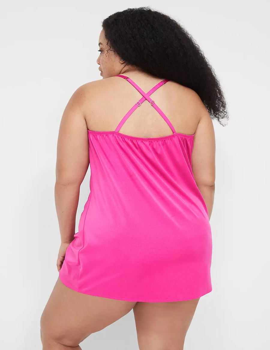 Lane Bryant Shimmer Cowlneck Slip Jurk Dames Donkerfuchsie | DNS1348FB