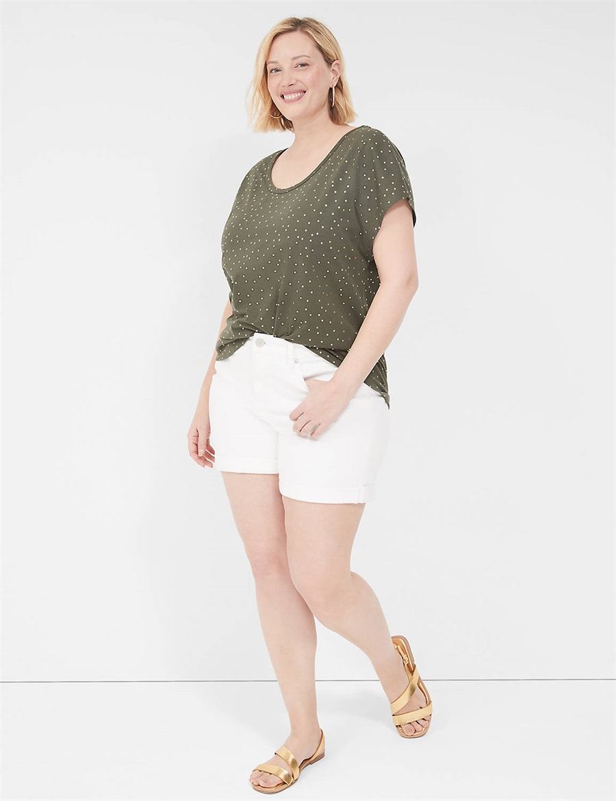 Lane Bryant Shimmer Foil Strappy-Back Tee T-shirts Dames Groen | WGG6716XW