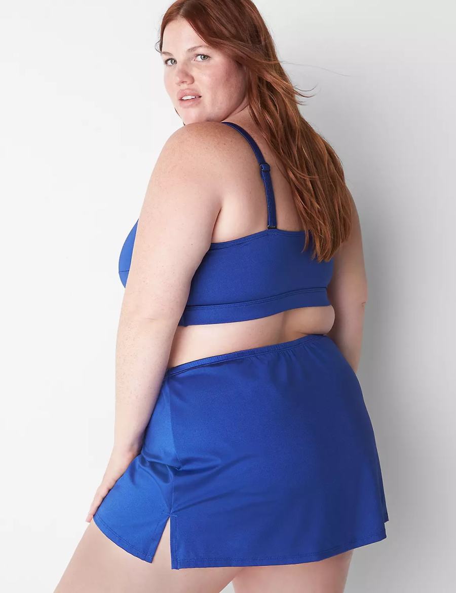 Lane Bryant Shimmer Slitted Swim Rokken Dames Blauw | JGP8096CM