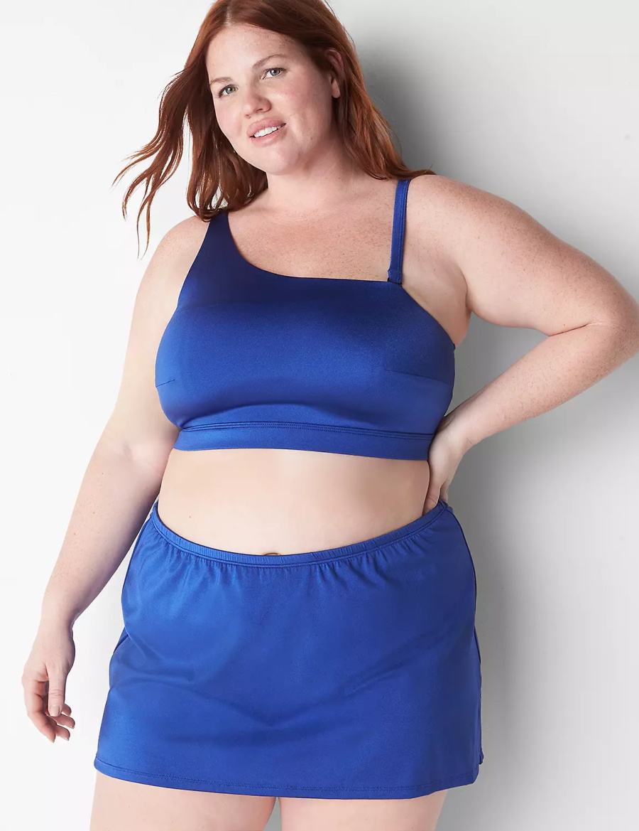 Lane Bryant Shimmer Slitted Swim Rokken Dames Blauw | JGP8096CM