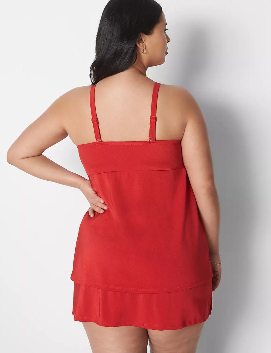 Lane Bryant Shimmer Slitted Swim Rokken Dames Rood | VWW7651OU