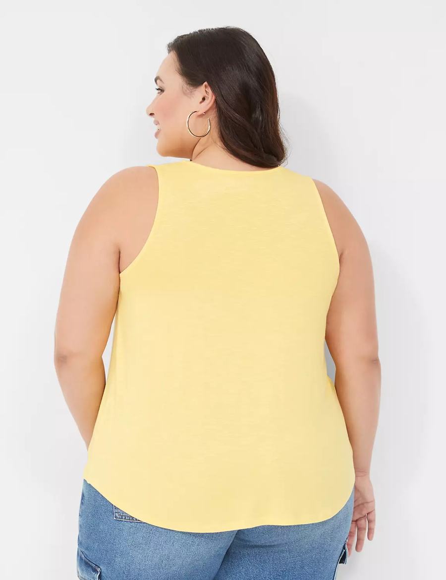 Lane Bryant Shirred-Shoulder V-Neck Tanktop Dames Geel | ZYM3965NV