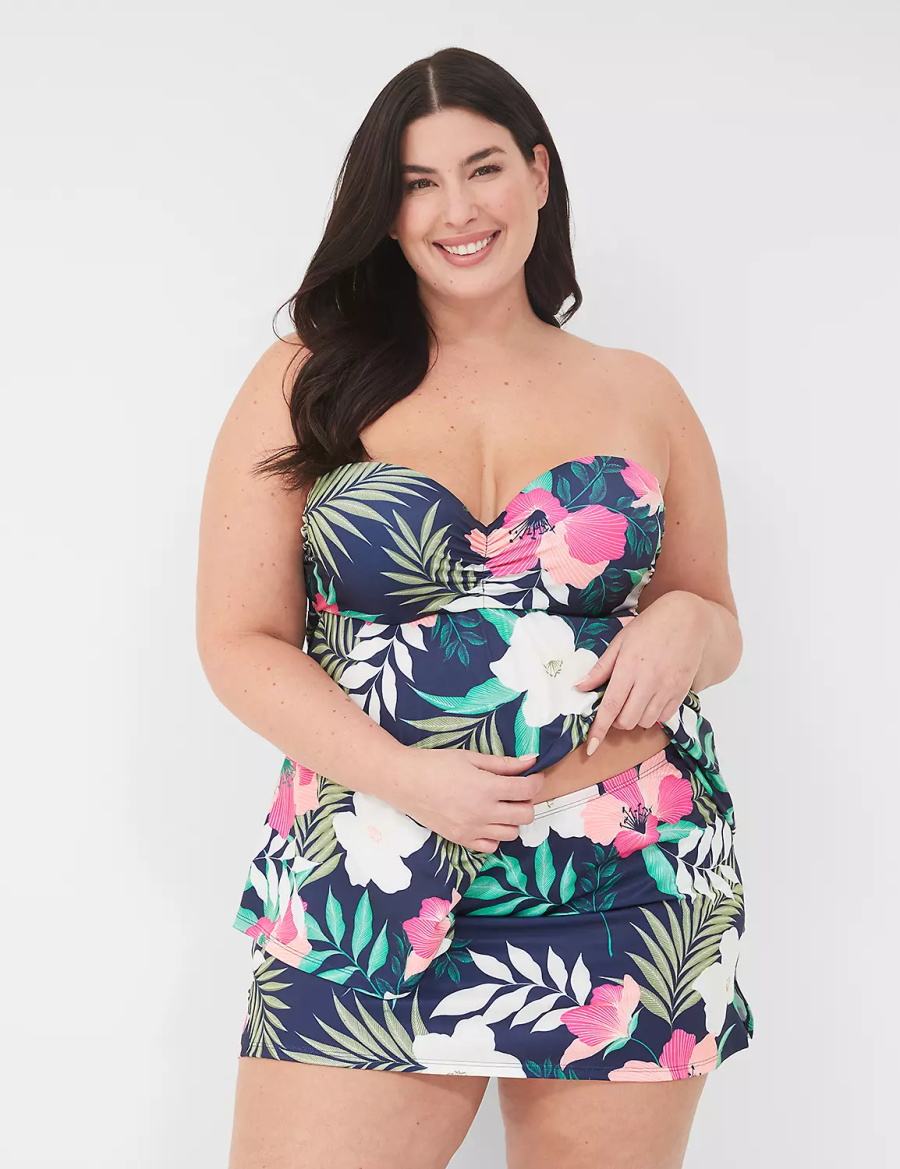 Lane Bryant Side Slit Swim Rokken Dames Donkerblauw | GKV6017ZW