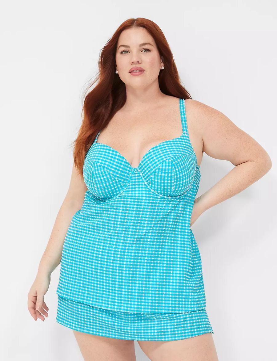 Lane Bryant Side Slit Swim Rokken Dames Blauw Wit | UAE6951WE
