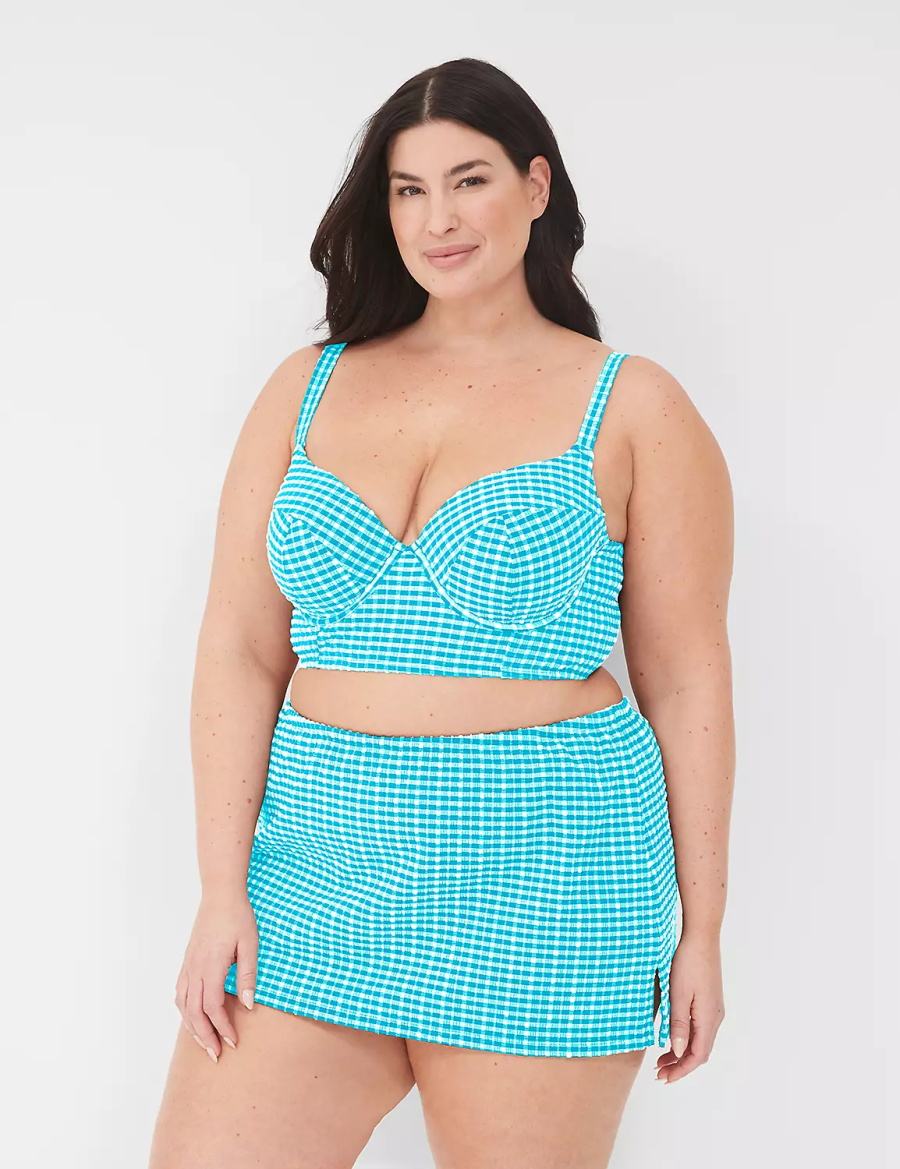 Lane Bryant Side Slit Swim Rokken Dames Blauw Wit | UAE6951WE