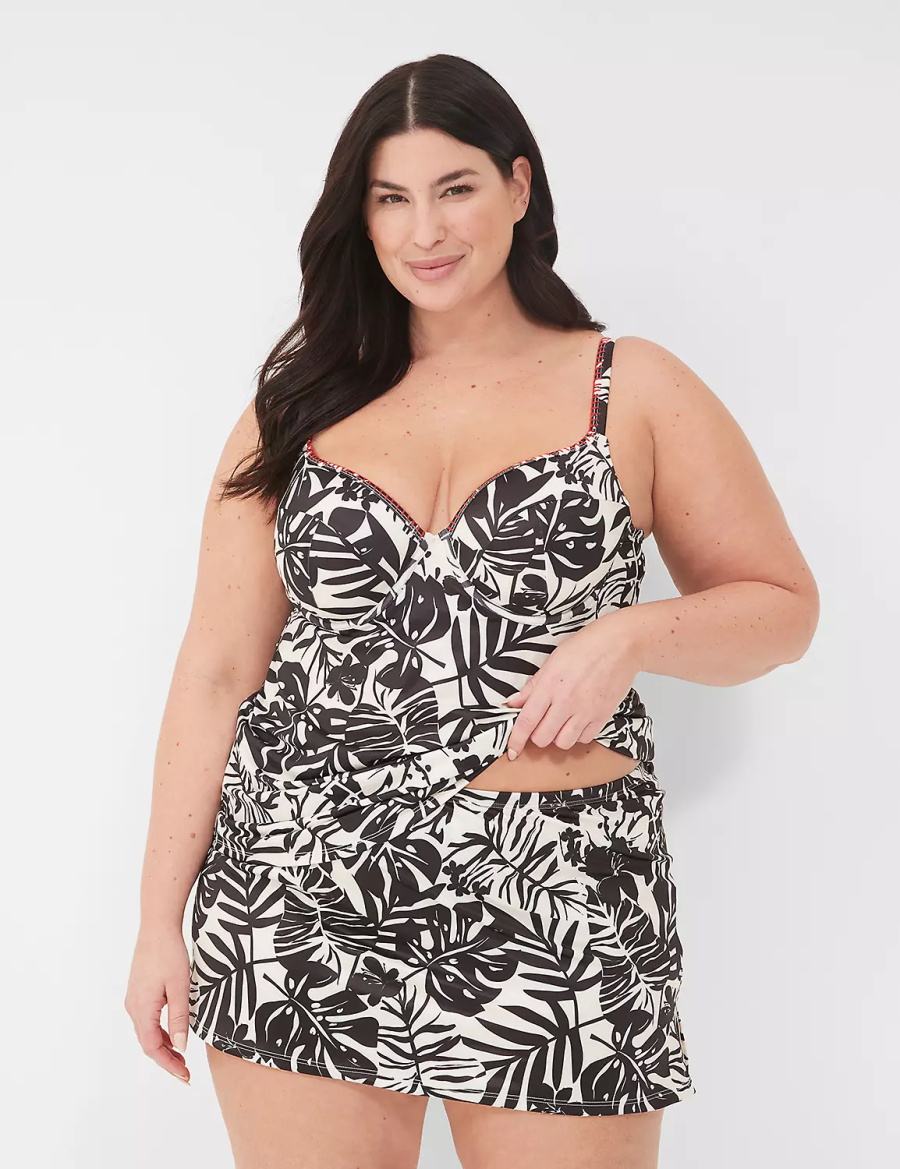 Lane Bryant Side Slit Swim Rokken Dames Wit Zwart | OIE3479VA
