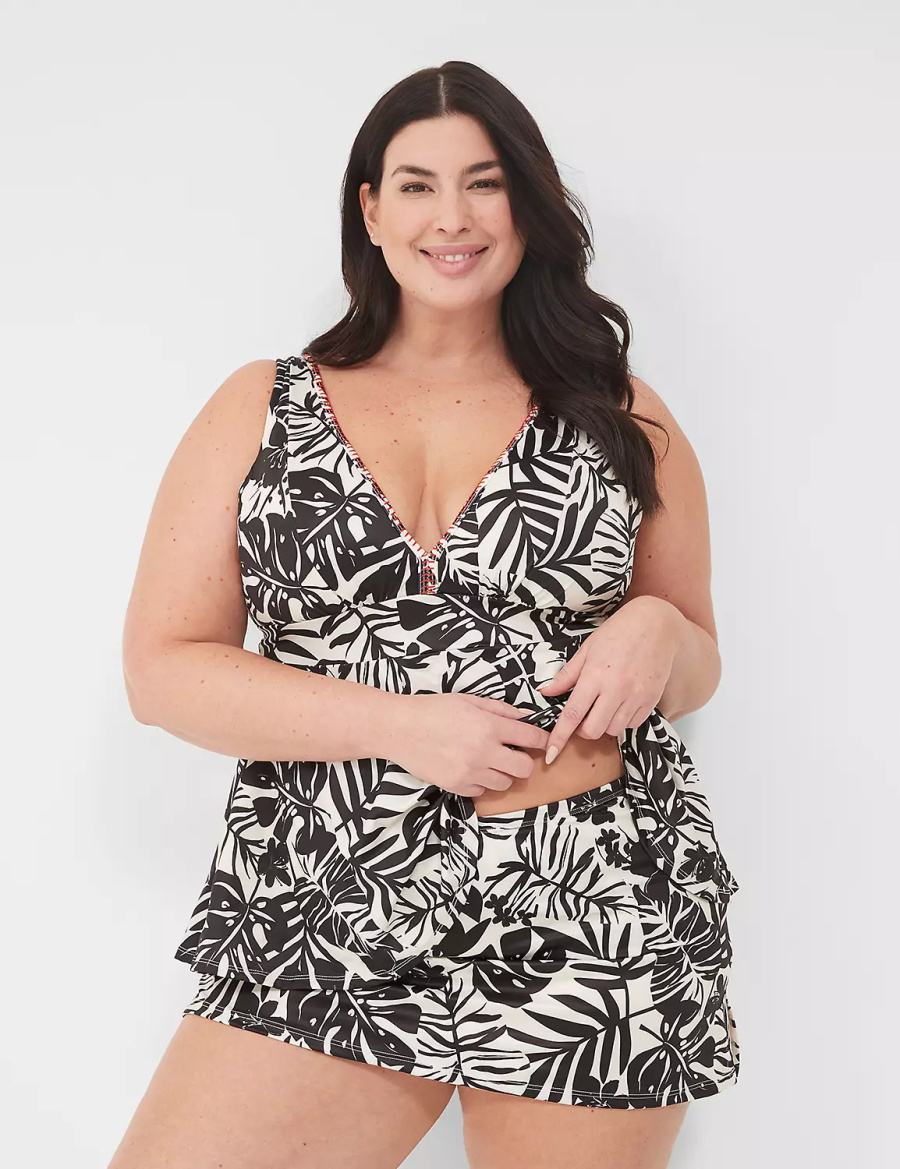 Lane Bryant Side Slit Swim Rokken Dames Wit Zwart | OIE3479VA