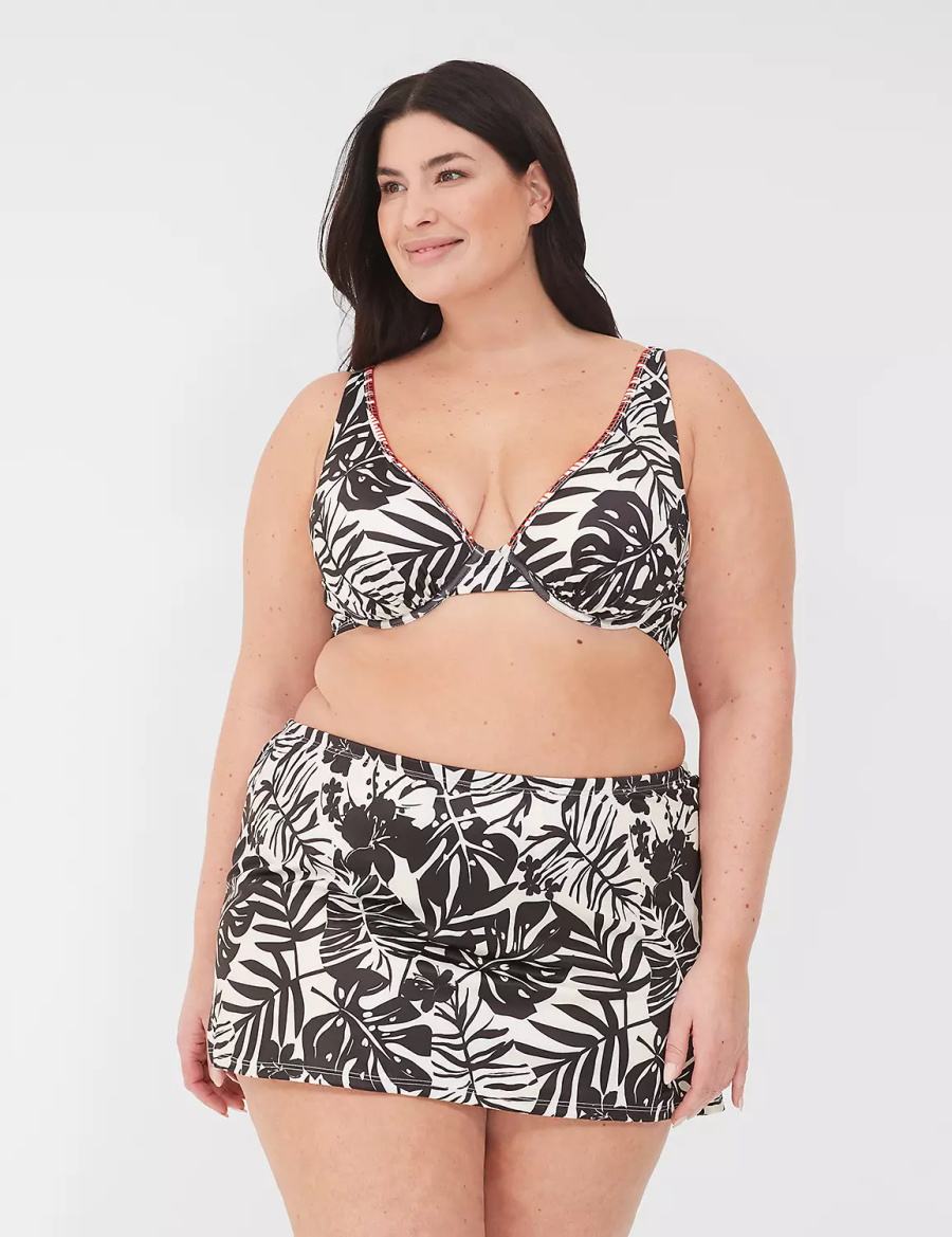 Lane Bryant Side Slit Swim Rokken Dames Wit Zwart | OIE3479VA