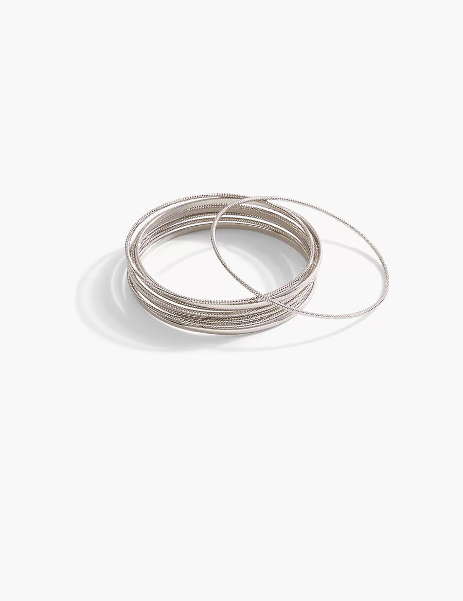 Lane Bryant Silver Textured Bangle Set Armbanden Dames Zilver | WSN8539PP