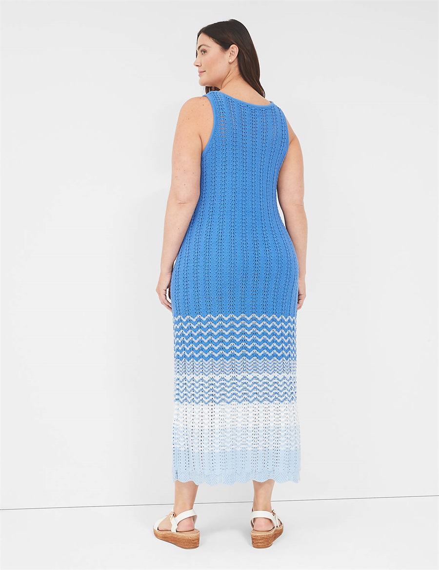 Lane Bryant Sleeveless Scoop-Neck Midi Sweater Gebreide Jurk Dames Blauw | VDG3058AQ
