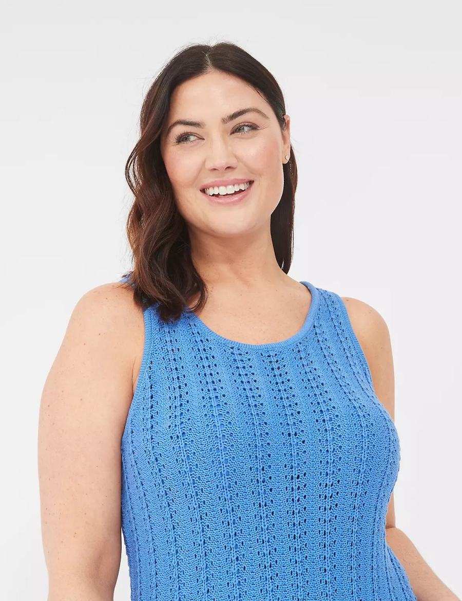 Lane Bryant Sleeveless Scoop-Neck Midi Sweater Gebreide Jurk Dames Blauw | VDG3058AQ