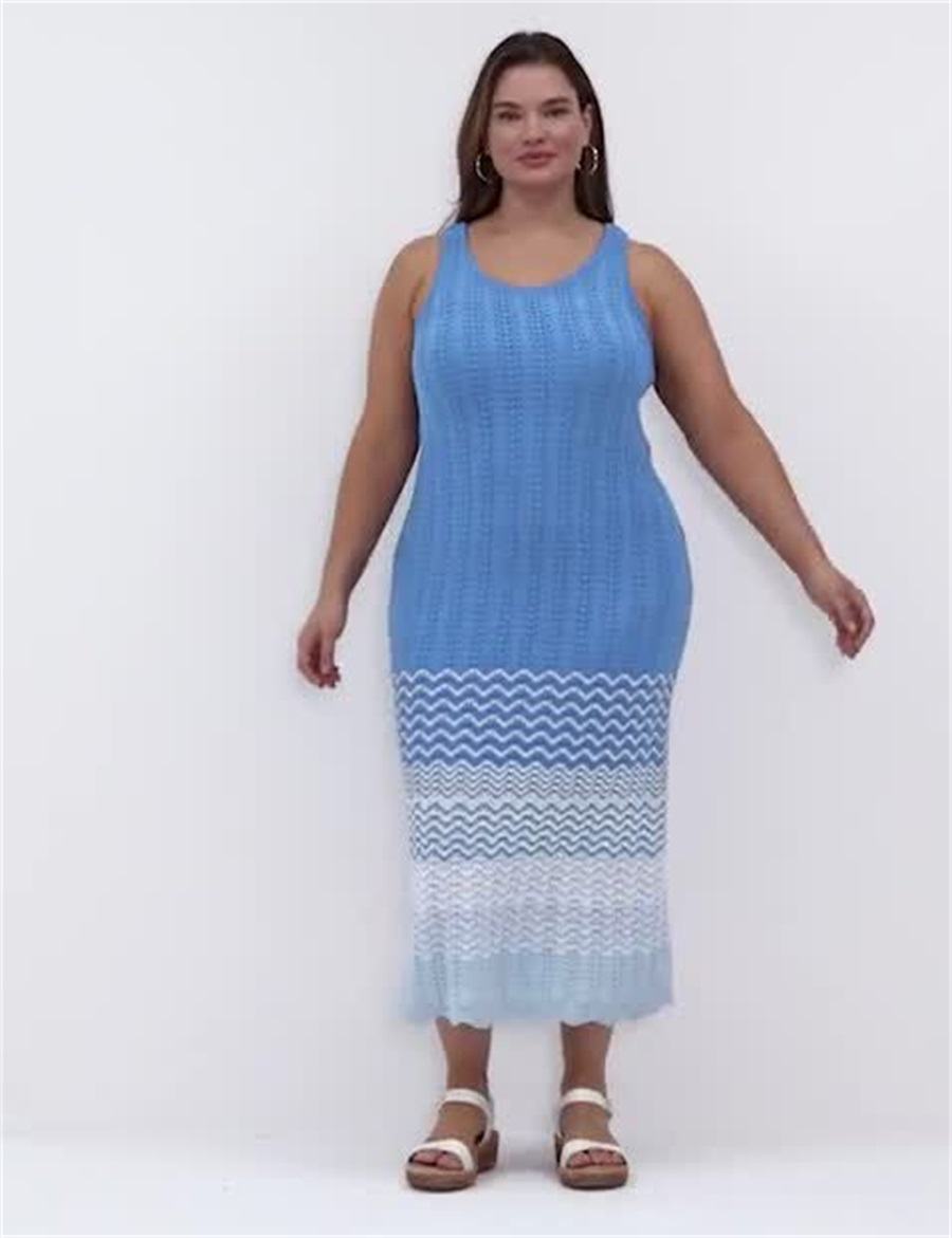 Lane Bryant Sleeveless Scoop-Neck Midi Sweater Gebreide Jurk Dames Blauw | VDG3058AQ