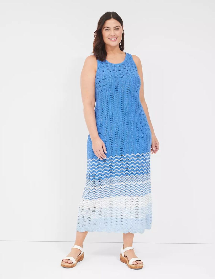 Lane Bryant Sleeveless Scoop-Neck Midi Sweater Gebreide Jurk Dames Blauw | VDG3058AQ