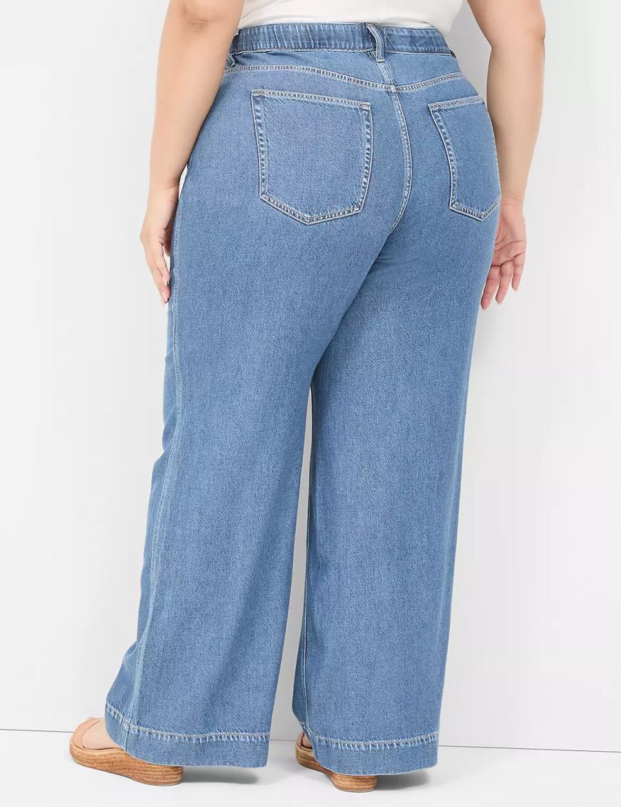 Lane Bryant Slim Wide Leg Jeans Dames Blauw | RKX5265ZB