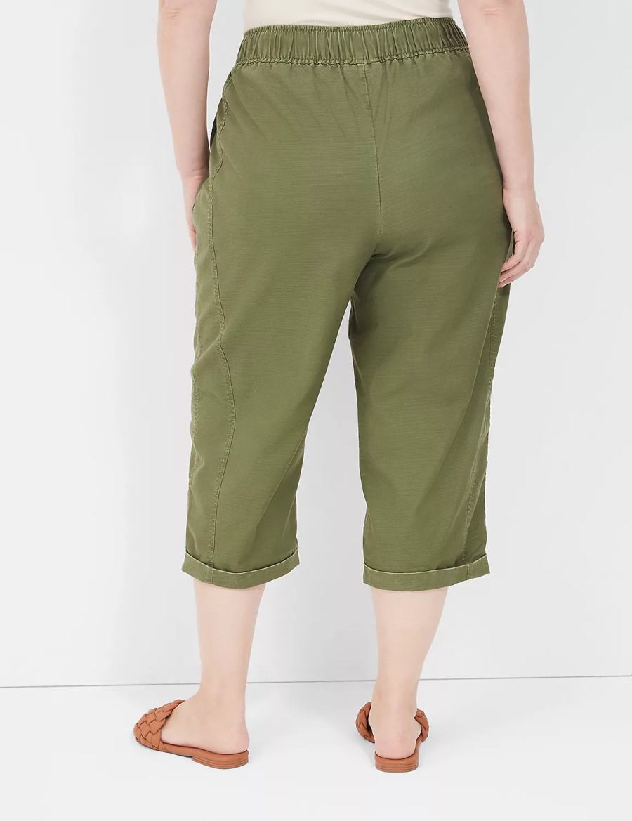 Lane Bryant Slub Pull-On Crop Broek Dames Groen | VYD9469DV