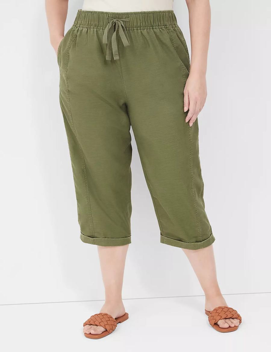 Lane Bryant Slub Pull-On Crop Broek Dames Groen | VYD9469DV