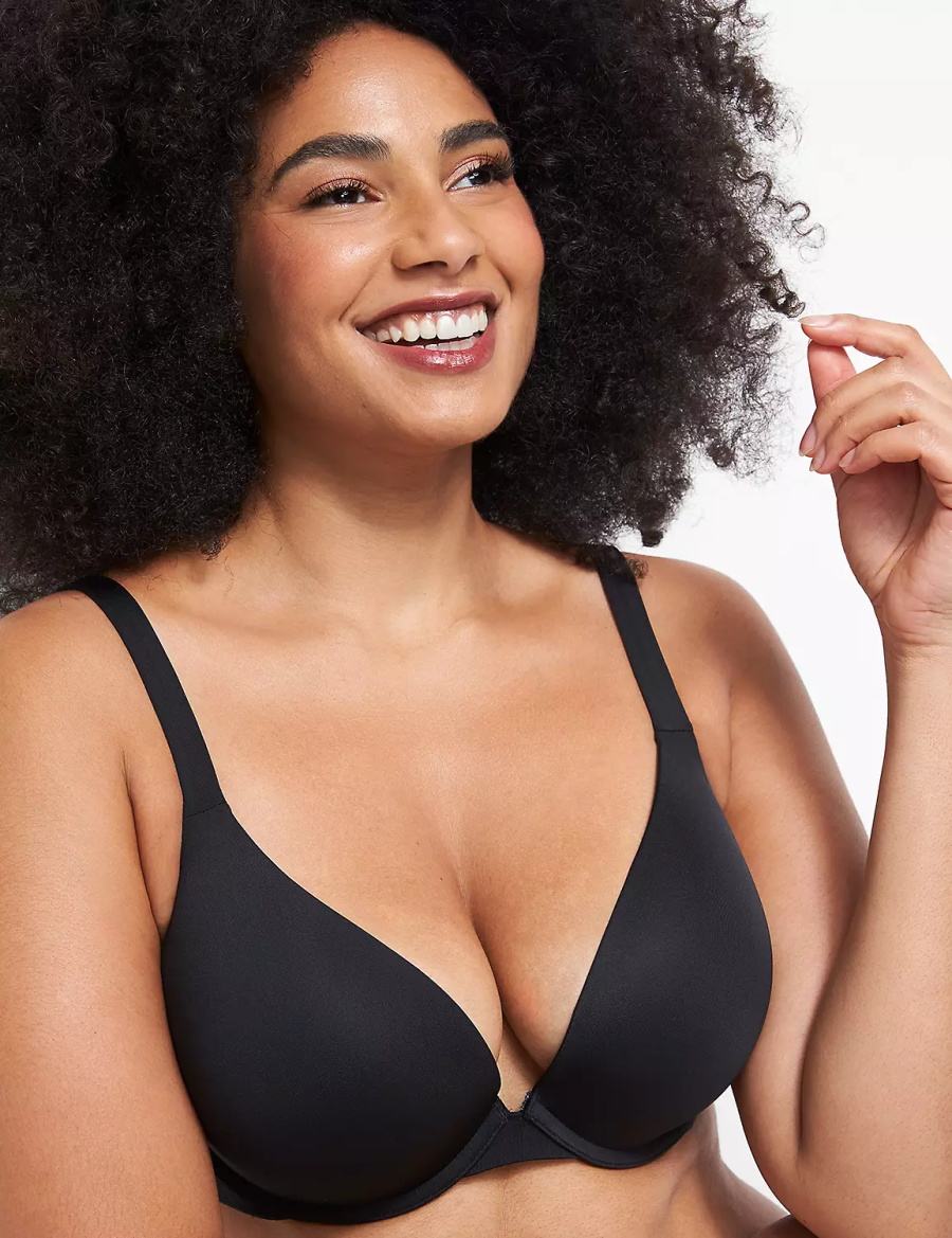 Lane Bryant Smooth Boost Plunge Bralettes Dames Zwart | HST5859CH