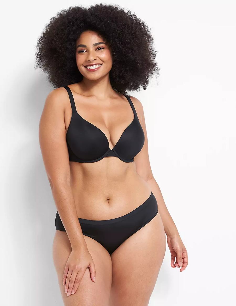 Lane Bryant Smooth Boost Plunge Bralettes Dames Zwart | HST5859CH