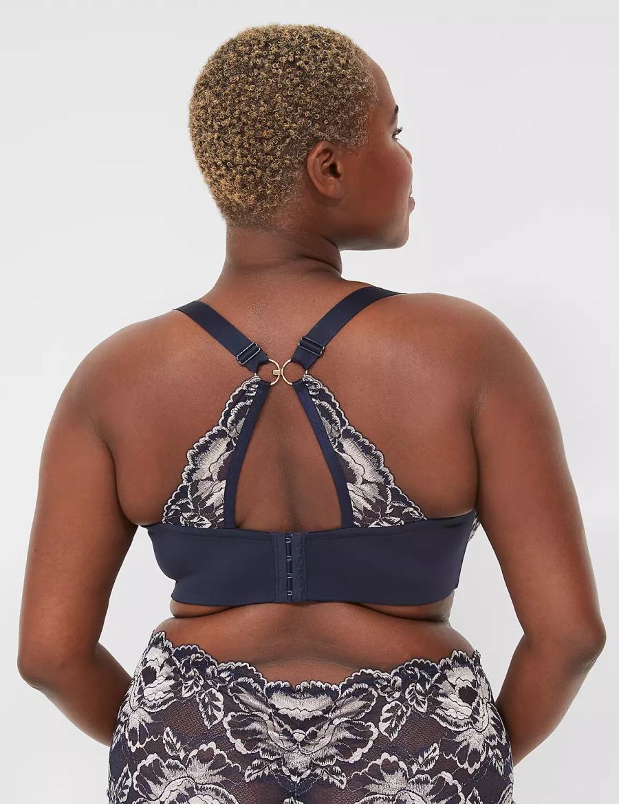 Lane Bryant Smooth Lightly Lined Full Coverage With Lace Bralettes Dames Blauw | LRN4253OU