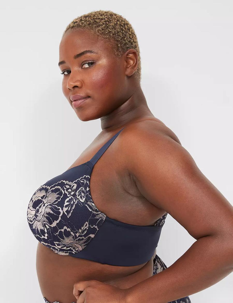 Lane Bryant Smooth Lightly Lined Full Coverage With Lace Bralettes Dames Blauw | LRN4253OU