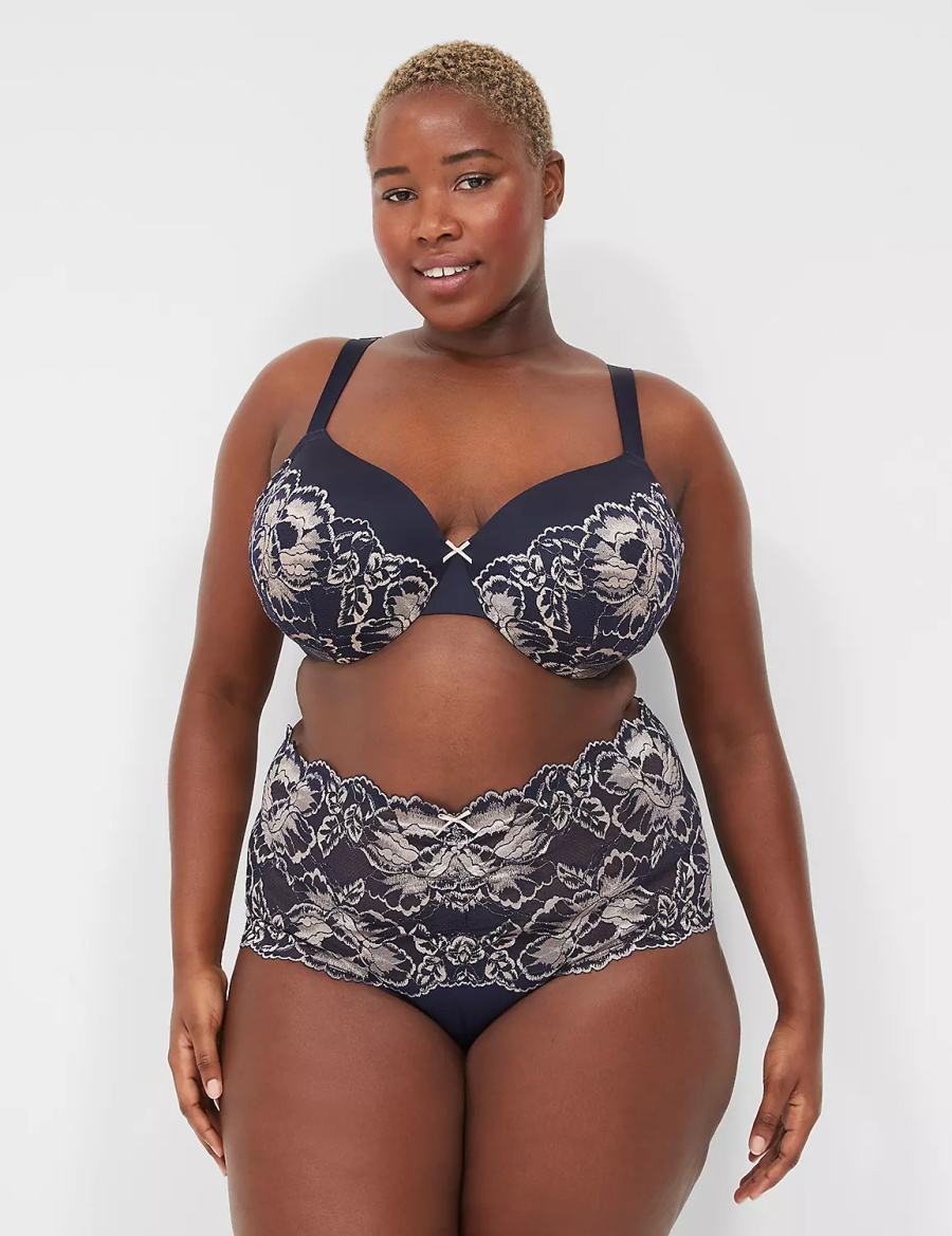 Lane Bryant Smooth Lightly Lined Full Coverage With Lace Bralettes Dames Blauw | LRN4253OU