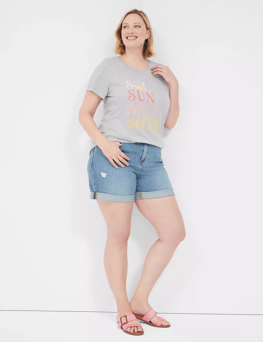 Lane Bryant Sol Sun Graphic Tee T-shirts Dames Grijs | XQN9255XP