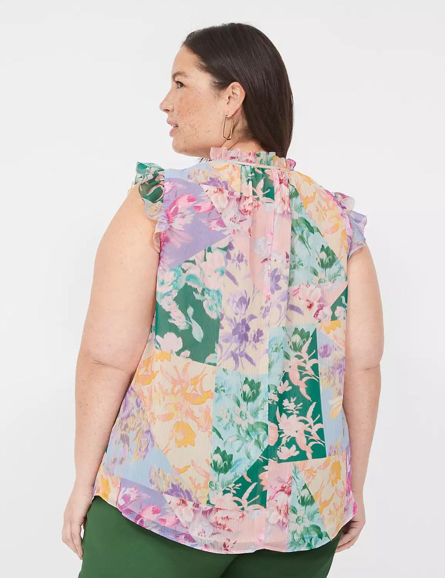 Lane Bryant Split-Neck Popover Tanktop Dames Groen Gekleurd | VLK1042KY