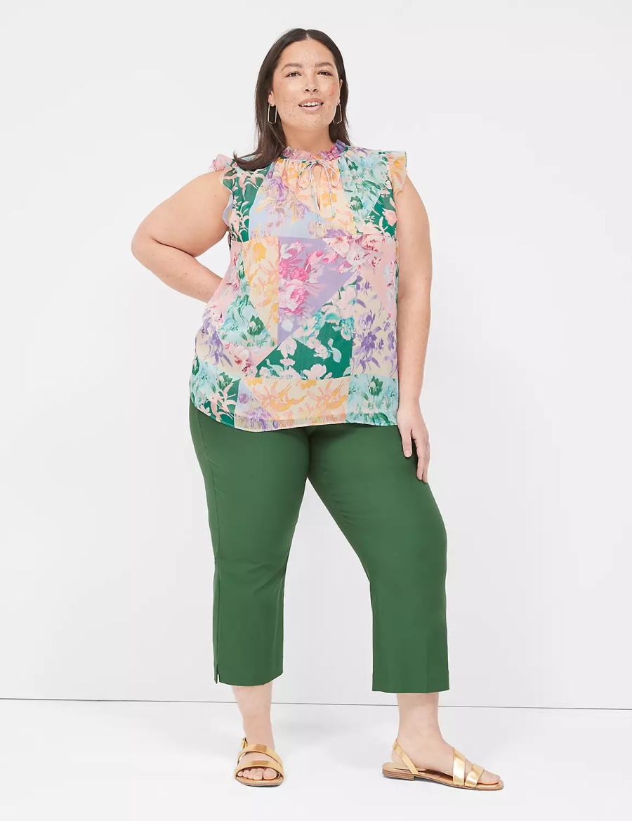 Lane Bryant Split-Neck Popover Tanktop Dames Groen Gekleurd | VLK1042KY
