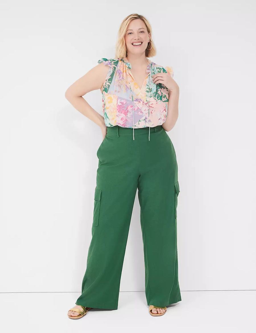 Lane Bryant Split-Neck Popover Tanktop Dames Groen Gekleurd | VLK1042KY