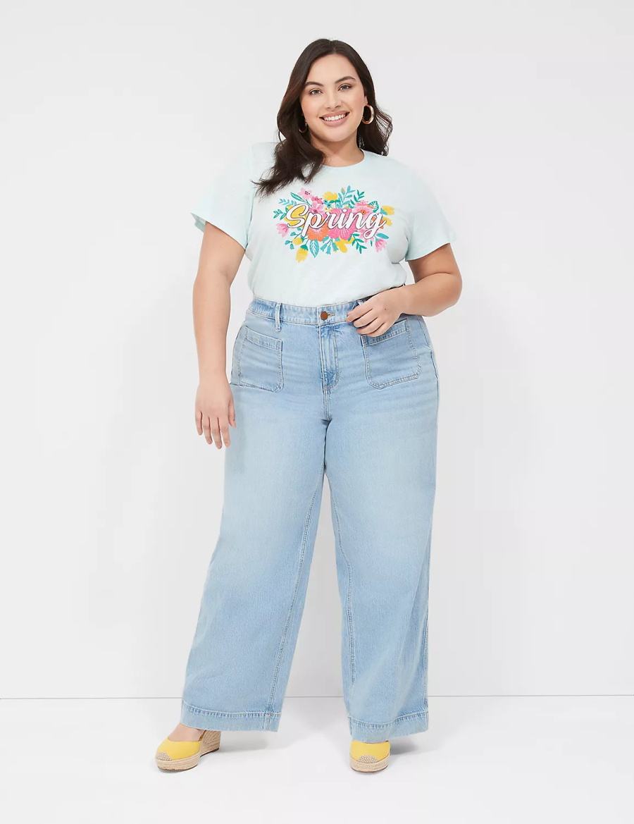 Lane Bryant Spring Graphic Tee T-shirts Dames Blauw | EWJ1094HF