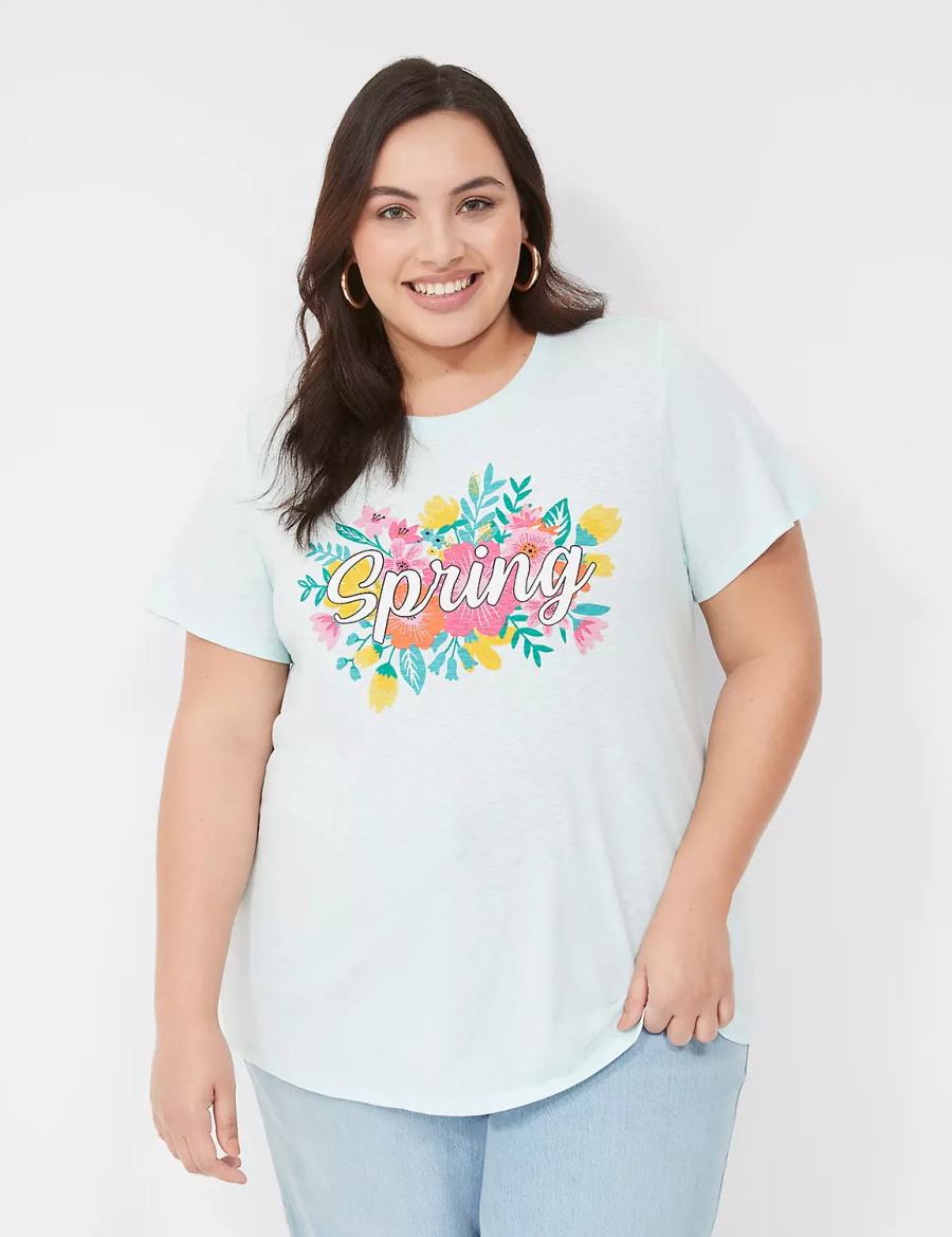 Lane Bryant Spring Graphic Tee T-shirts Dames Blauw | EWJ1094HF