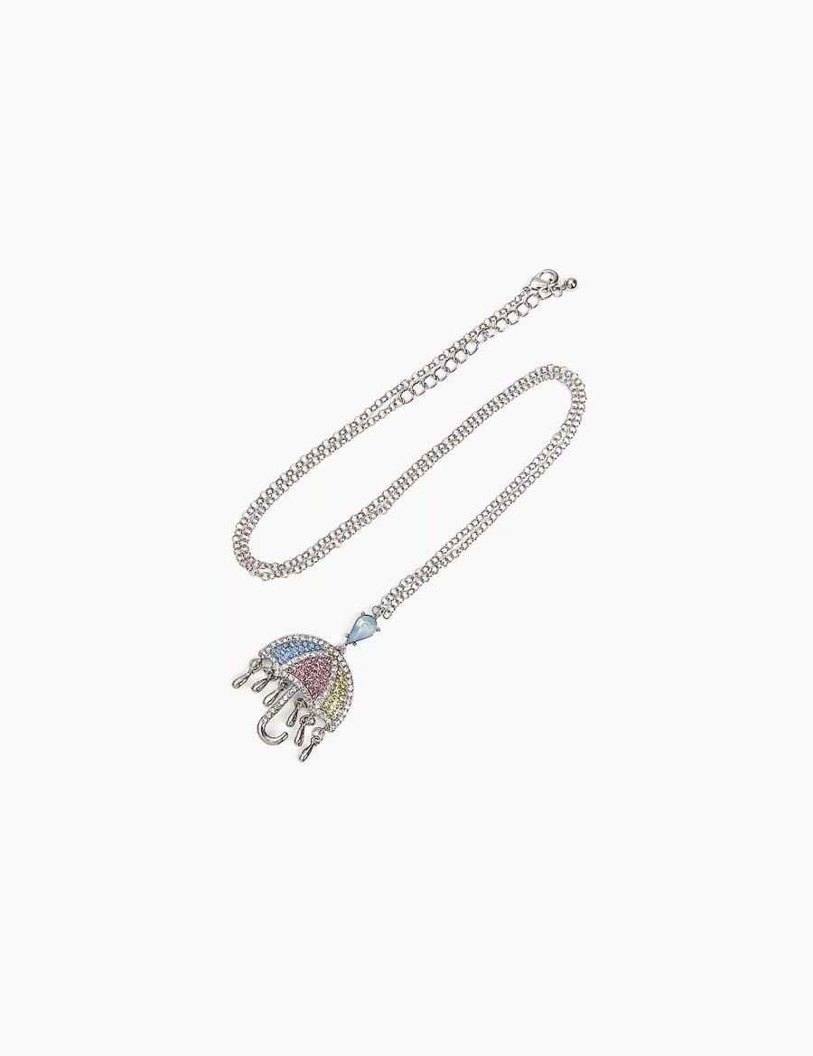 Lane Bryant Spring Whimsy Pave Umbrella Ketting met Hanger Dames Zilver | OXE1655IZ