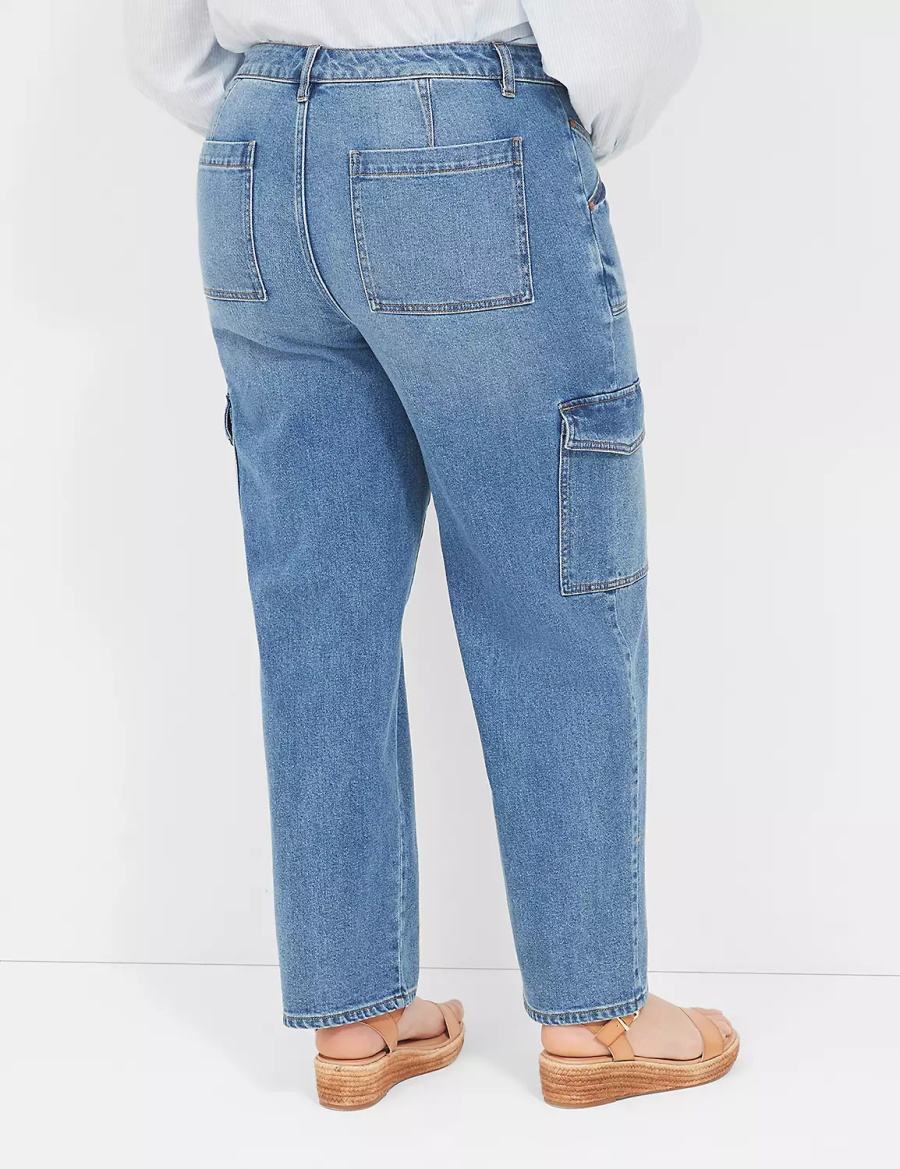 Lane Bryant Straight Cargo Jeans Dames Blauw | HGS501EU