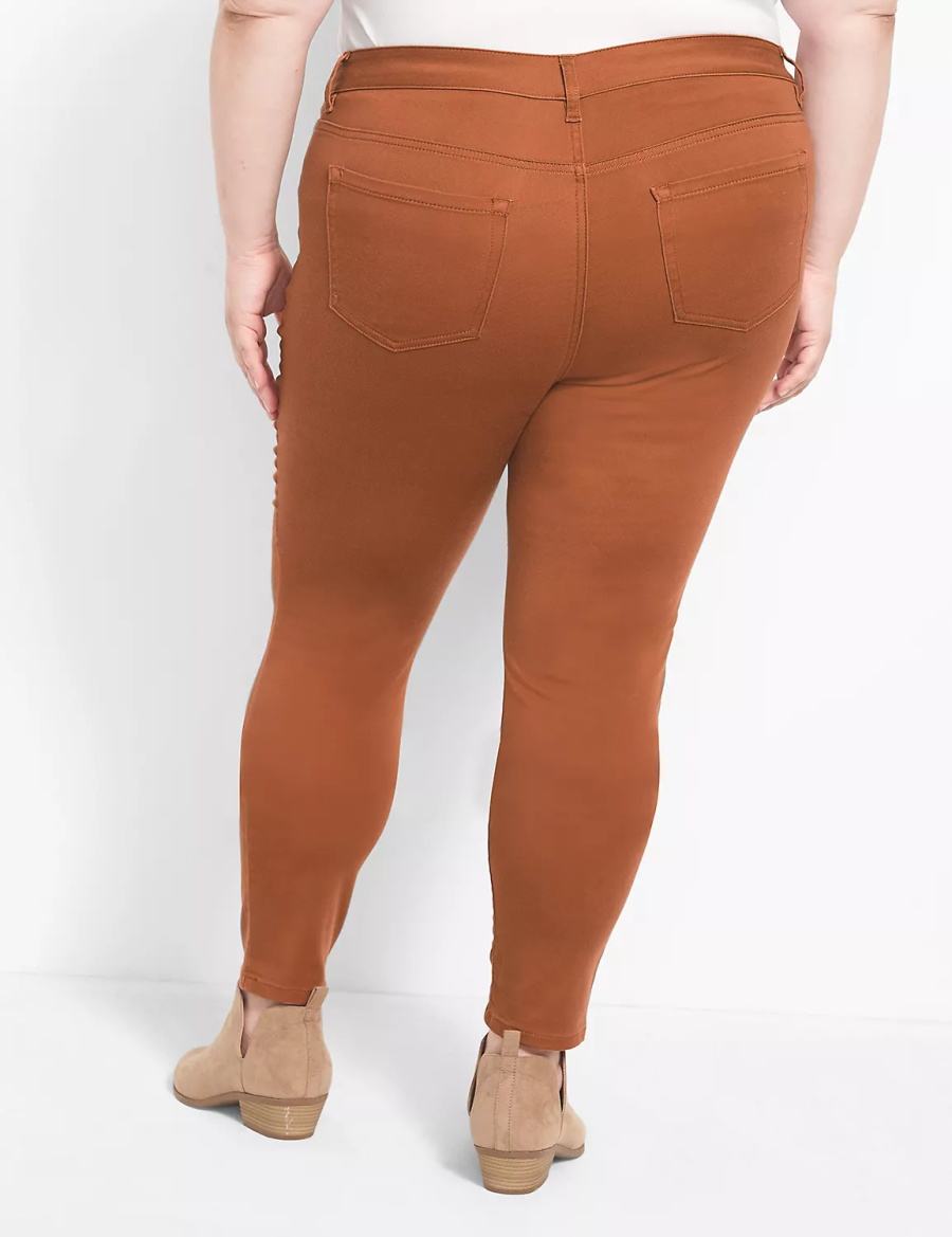 Lane Bryant Straight Fit 5-Pocket Sateen Skinny Broek Dames Bruin | DBL6027VG