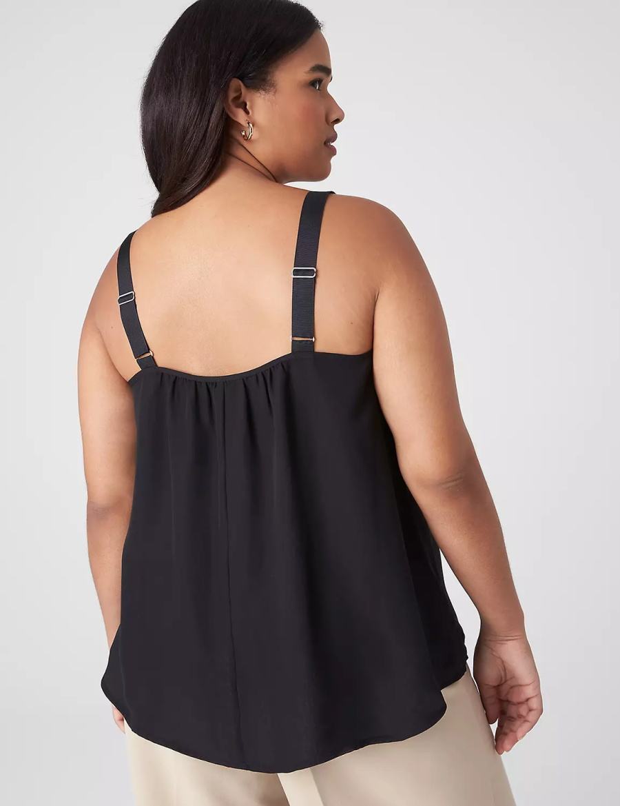 Lane Bryant Straight Hem Cami With Grosgrain Ribbon Straps Tanktop Dames Zwart | LOV5627OQ