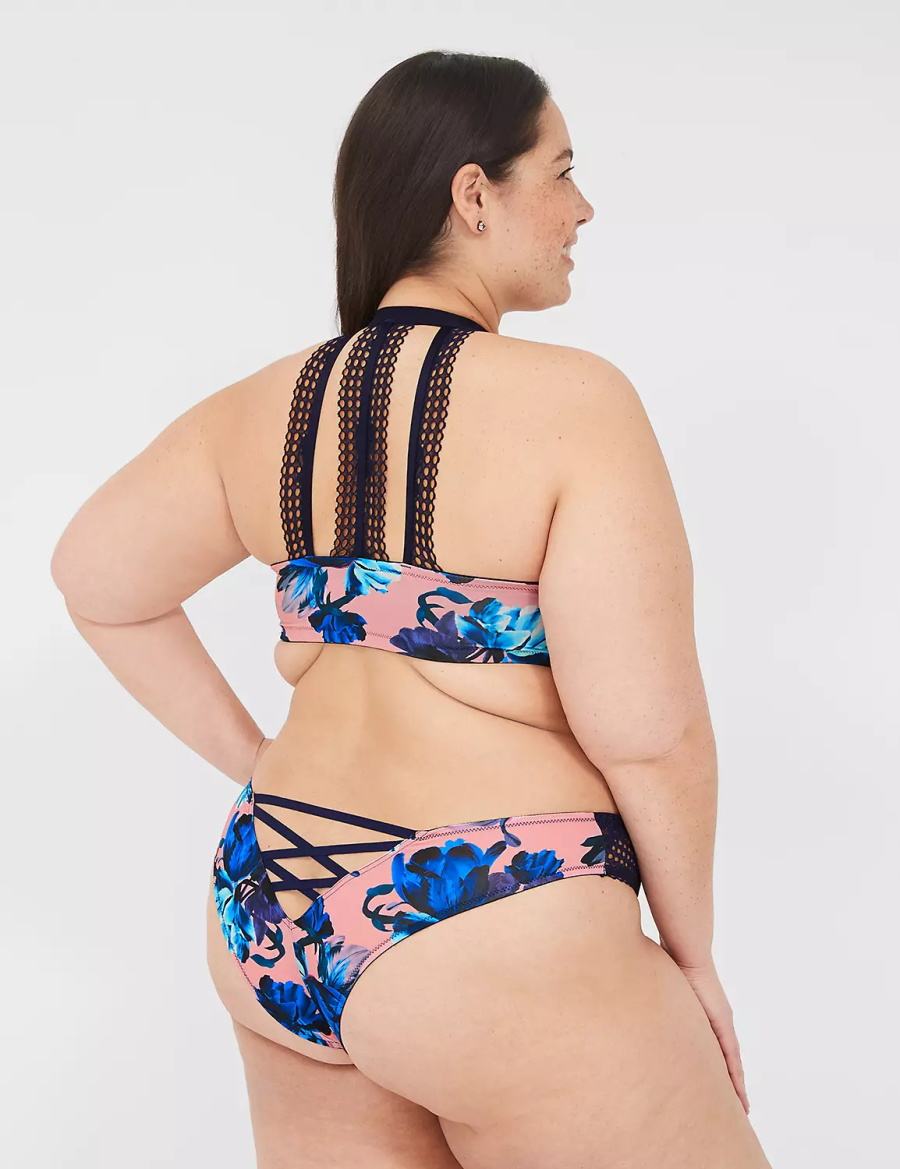 Lane Bryant Strappy-Back Boost Plunge Front-Close Bralettes Dames Roze Blauw Gekleurd | FPW601IQ