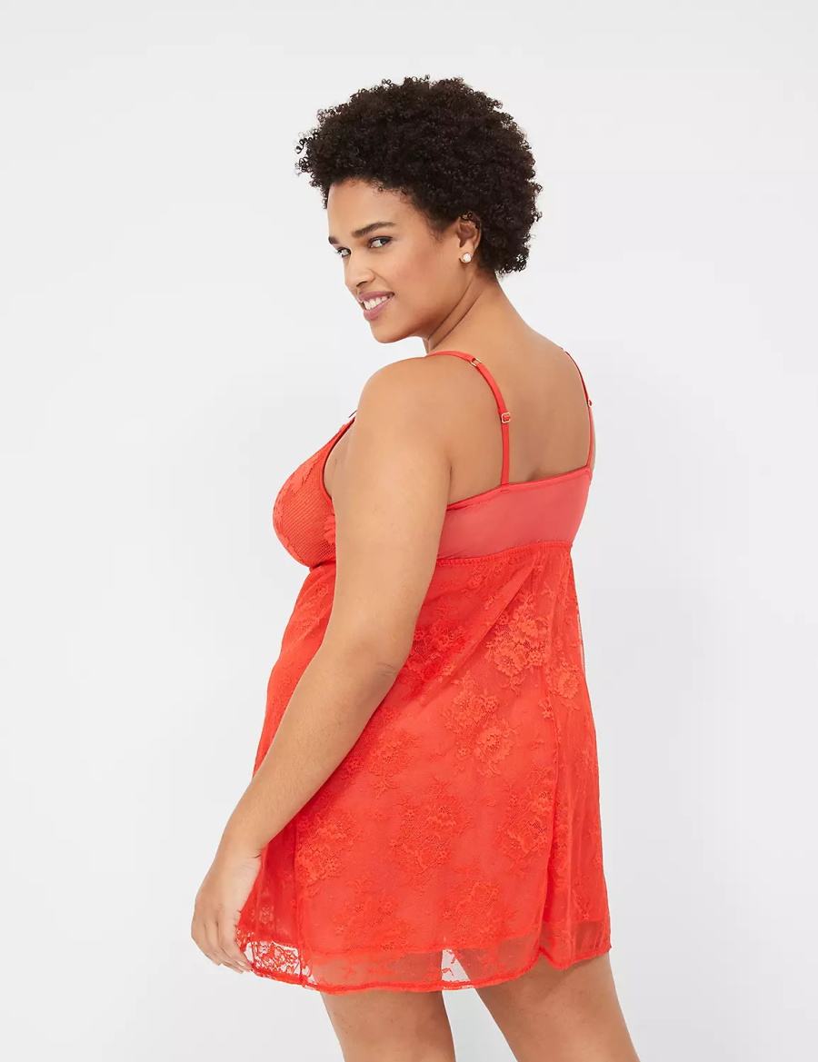 Lane Bryant Stretch Lace Slip Jurk Dames Dieprood | YMT1445WI