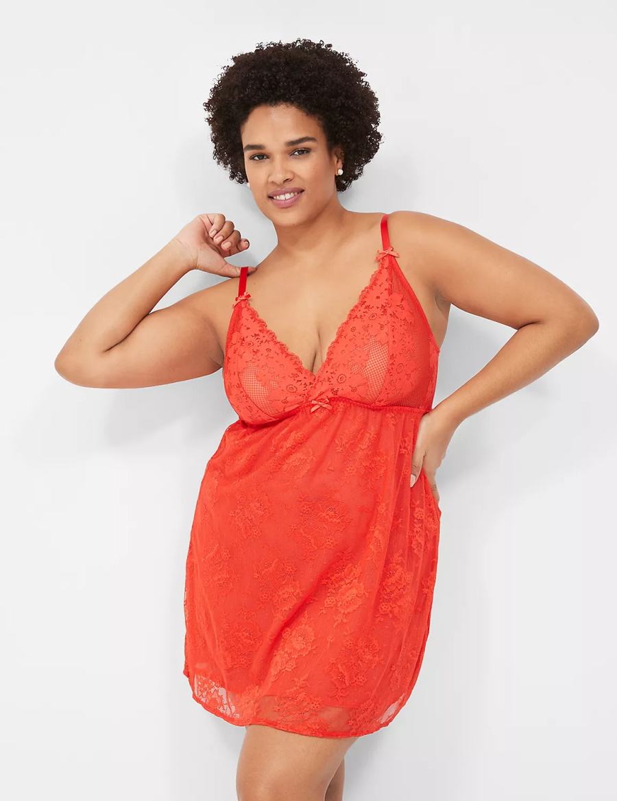 Lane Bryant Stretch Lace Slip Jurk Dames Dieprood | YMT1445WI