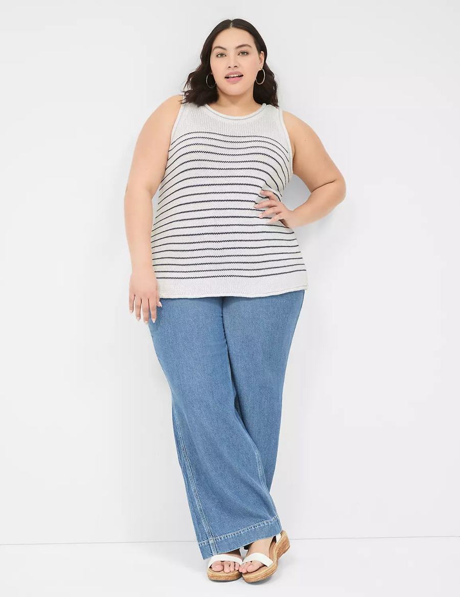 Lane Bryant Striped Tanktop Dames Wit | GYB1435JQ