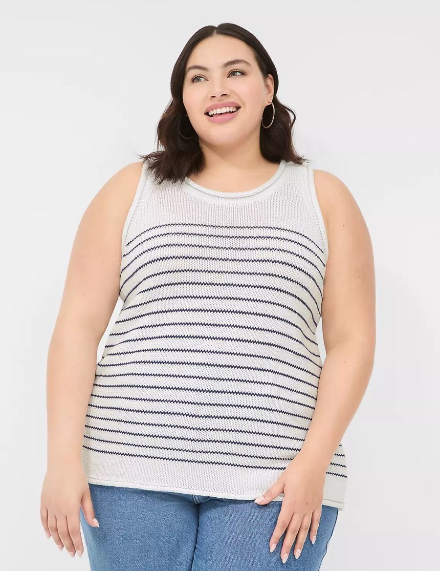 Lane Bryant Striped Tanktop Dames Wit | GYB1435JQ