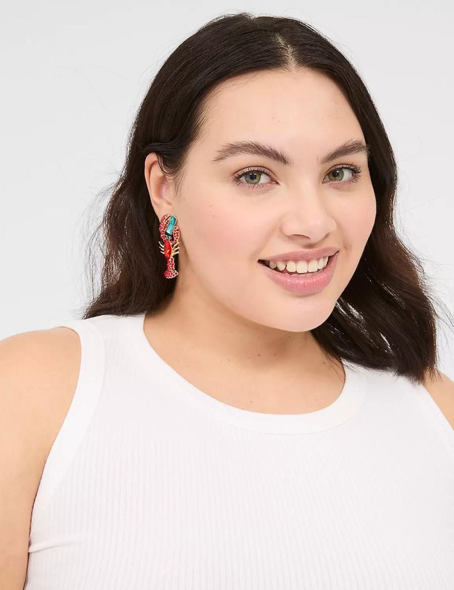 Lane Bryant Summer Whimsy Pave Lobster Statement Oorbellen Dames Goud | VTY8649HD
