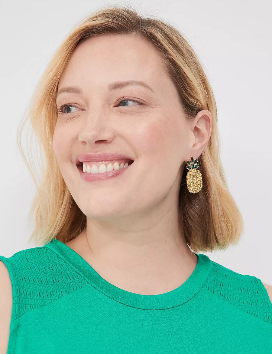 Lane Bryant Summer Whimsy Pineapple Statement Oorbellen Dames Goud | DFS1423BK