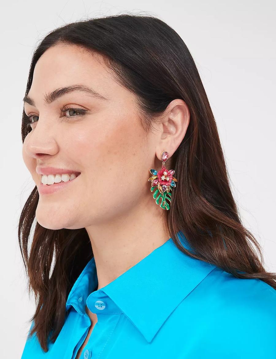 Lane Bryant Summer Whimsy Tropical Leaf Statement Oorbellen Dames Goud | AFM1865GF