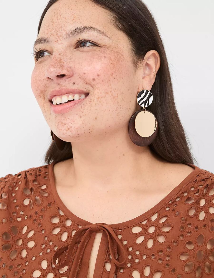 Lane Bryant Summer Whimsy Zebra Print Drop Oorbellen Dames Goud | KZN9362IG