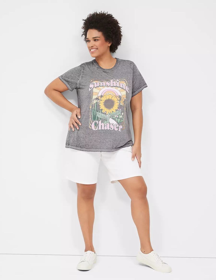 Lane Bryant Sunshine Chaser Graphic Tee T-shirts Dames Grijs | VMT8730DS