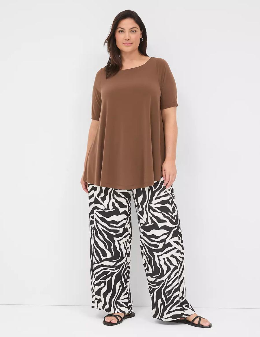 Lane Bryant Swing Boatneck Top T-shirts Dames Bruin | KNA856MT