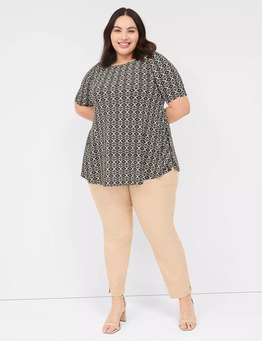 Lane Bryant Swing Boatneck Top T-shirts Dames Zwart | UYY8061ND