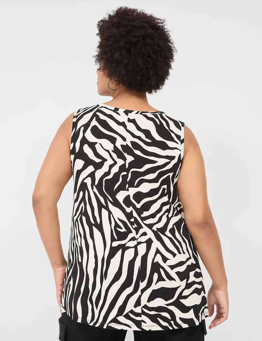 Lane Bryant Swing Cinch-Shoulder Tanktop Dames Wit Zwart | BAS5368OD