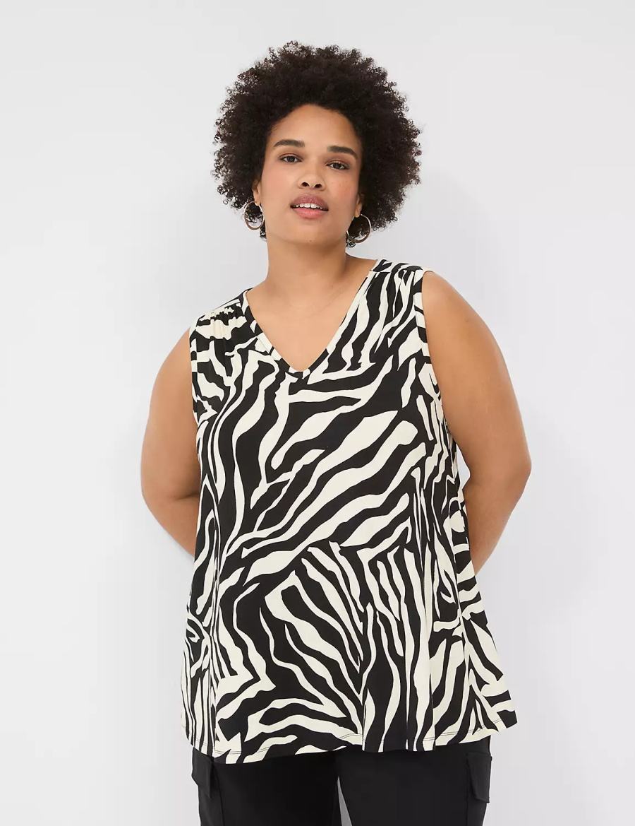 Lane Bryant Swing Cinch-Shoulder Tanktop Dames Wit Zwart | BAS5368OD