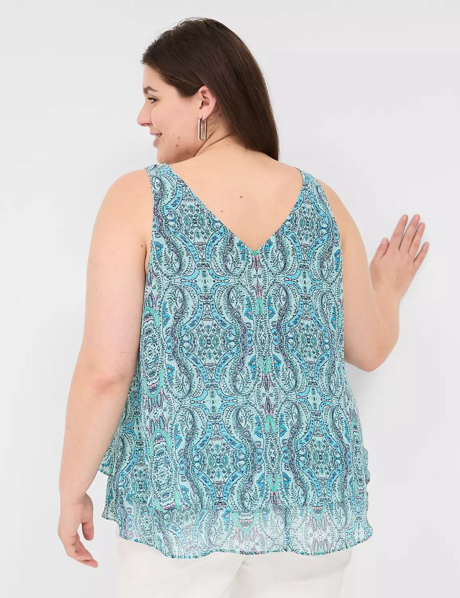 Lane Bryant Swing Double-Layer Chiffon Tanktop Dames Turquoise | TOM6012YI